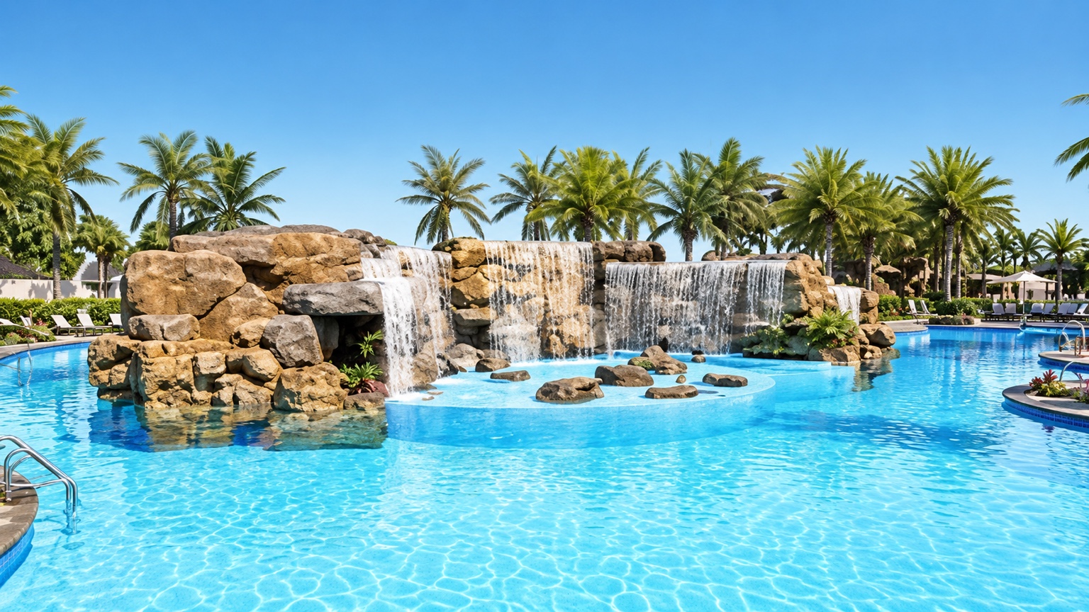 Artist rendering of the resort pool grotto and waterfalls at Kingston South